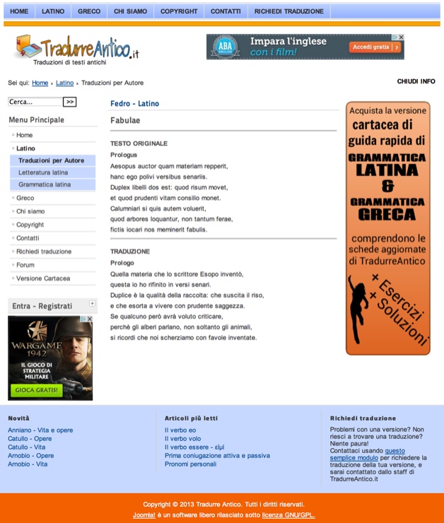 TradurreAntico Joomla